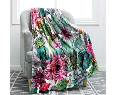 Jekeno Überwurfdecken, Flanell-Fleece, für Sofa, Stuhl, Reisen, Camping, rund 50x60 Flower1