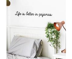 IMPRINTED DESIGNS WALL DECALS Vinyl-Wandaufkleber - Life is Better in Pyjamas - 10,2 x 76,2 cm - modernes lustiges Zitat für Zuhause, Schlafzimmer, Badezimmer, Schrank, Kinderzimmer Dekoration