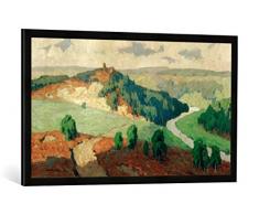 Gerahmtes Bild von Otto Ubbelohde Hessische Landschaft, Kunstdruck im hochwertigen handgefertigten Bilder-Rahmen, 100x50 cm, Schwarz matt