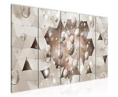 Bilder 3D Abstrakt Wandbild 150 x 60 cm Vlies - Leinwand Bild XXL Format Wandbilder Wohnzimmer Wohnung Deko Kunstdrucke Braun 5 Teilig - MADE IN GERMANY - Fertig zum Aufhängen 016756a