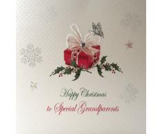 WHITE COTTON CARDS X107 Weihnachtskarte mit Aufschrift to Special Grandparents, handgemacht, Weiß