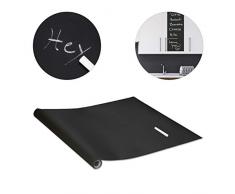 Relaxdays Tafelfolie selbstklebend, Tür, Kühlschrank & Wand, beschreibbar & abwischbar, 200x45 cm, Kreidefolie, schwarz