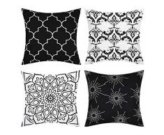 BLEUM CADE Blumcade Kissenbezug, modern, dekorativ, für Zimmer, Schlafzimmer, Sofa, Stuhl, Auto 18 x 18 schwarz