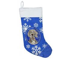 Carolines Treasures Weimaraner Winter Schneeflocken Weihnachtsstrümpfe, Mehrfarbig