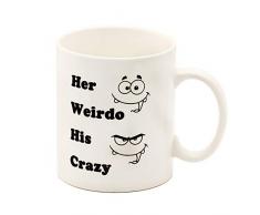Sweettea Valentinstagsgeschenk, Kaffeetasse für Ehemann, Ehefrau, Freund, Freundin, Ihn, Weirdo His Crazy Tee, Milk Tasse, 29,5 ml
