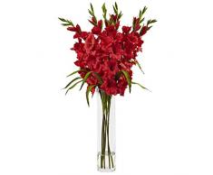 Nearly Natural Fast Natur groß violett mit Zylinder Glas Vase Silk Arrangement, rot, 94 x 17,8 x 17,8 cm