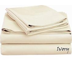 UHCBeddings Fadenzahl 1000 langstapeligem, 100% ägyptische Baumwolle Queen Bed Sheet Set, für 45,7 cm Tiefe Matratzen 1-lagig, weiß, durch King elfenbeinfarben