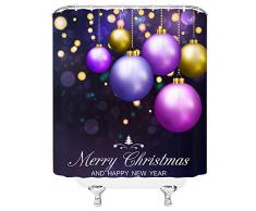Feierman Merry Christmas Duschvorhang, Bunte Dekokugeln Happy New Year Badezimmervorhang, 177,8 x 177,8 cm, Stoff, wasserdicht, Polyester mit Haken (Multi 34)