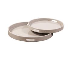 Howard Elliott 83023 Lack quadratisch Holz Tablett Set, schwarz, Taupe, Rund