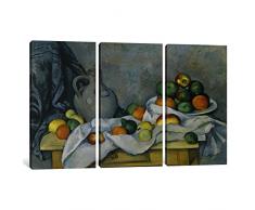 iCanvasART 3tlg Vorhang Krug und Schale Fruit 1893–1894 Kunstdruck von Paul Cezanne, 0,75 x 60 x 102 cm