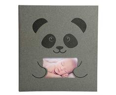 Exacompta 16561E Fotoalbum Zephire, mit 30 weißen Seiten, 29 x 32cm, Pandamotiv, 1 Stück, grau