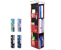 Abra Company 3 Ablagen Hängeschrank Organizer - Aufgerüstet Stoff gesund für Kinder - Umweltfreundlich - sicheres Band auf der Rückseite - Verstellbares Schrank Regal von 3 bis 2 Böden schwarz/red