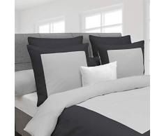 Heckett Lane Wendebettwäsche 100% Baumwolle Perkal Lina 140 Silver Grey/Castle Grey