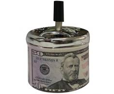 NewFeru rauchfreie Metalldose zum Herunterschieben von Zigaretten Zigarren mit drehbarem Deckel, tragbarer Aschenbecher für Zuhause, Tisch, Terrasse, Sand, Auto, Auto, Außenbereich, Innenbereich 3.5LX3.5WX4.7H Dollar Sign 50