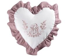 Charme und Douceur Glück Kissen Herz, Polyester, rosa/weiß, 40 x 40 cm