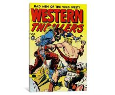 iCanvasART, Bad Man of The Wild West Western thrillers-Comic Bücher Vintage Poster Leinwand Kunstdruck von unbekannten Künstler, 0.75 by 12 by 8-Inch