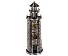 Out of the blue Flaschenhalter aus Metall, Leuchtturm, ca. 25 x 14 cm, ideal als Deko und Geschenkverpackung, Mehrfarbig