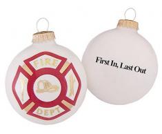 Christmas by Kraps Porzellanfigur Feuerwehr 8,4 cm, Weiß