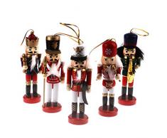 WWahuayuan Nussknacker aus Holz, mit Soldat und König, Figuren, Puppen, Figuren, Puppen, Spielzeug, Weihnachtsbaum, Nussknacker, Puppen, hängende Ornamente, Zuhause, Party, Dekoration, Weihnachtsgeschenk, Geburtstagsgeschenk, 5 Stück Nussknacker-Design