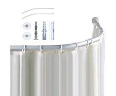 Satisfounder Gebogene Duschstange, Aluminiumlegierung, Wandmontage, Eckbadezimmer-Duschvorhangstangenabdeckungen, Wandfläche von 88,9 bis 88,9 cm, Bogenradius 40,6 cm
