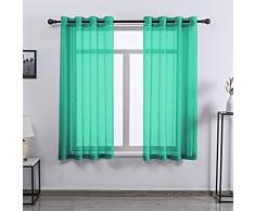 Donren halbdurchsichtige Gardinen für Fenster 52 x 63 Pfauengrün
