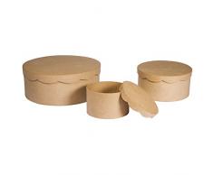 Rayher 67259000 Pappm. Boxen Set,FSC Recycled 100%, ø23,8 x 9 cm/ø16,8 x 8 cm/ø10 x 7cm, Set 3 Stück