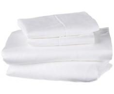 Bettlaken-Set, einfarbig, bedruckt, Leinen, Fadenzahl 400, 100 % Baumwolle, langstapelig, passend für Matratzen bis 38,1 cm tiefe Taschen, weicher Satin, Baumwolle, Bettlaken und Kissenbezug, luxuriöse Bettwäsche Full-Xl White Solid