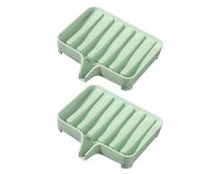 Inovat Seifenschale Halter mit Abfluss, Seifenretter, Duschablage für Badezimmer für einfache Reinigung, trocken, verlängert die Lebensdauer der Seife 4 x 3.1 x 0.8 Nordic Green