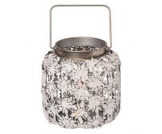 Transpac Windlicht Schneeflocke, Metall, groß, Weiß