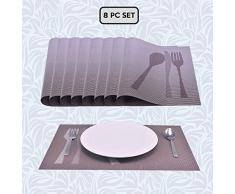 Decozen Platzsets für Esstisch Couchtisch Esstisch Esstisch Set mit 8 Platzsets, hitzebeständig, leicht zu reinigen, verpackt in wiederverwendbarer Reißverschlusstasche, 30,5 x 45,7 cm grau