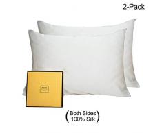 HISEN HOME Kissenbezug, 100% Maulbeerseide, für Haar und Haut, beidseitig 19 Momme Seide Queen weiß