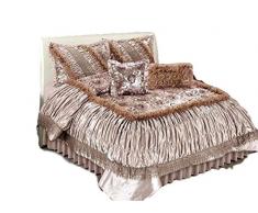 Tache Home Fashion Cinnnamon 6-teiliges Schmusetuch im viktorianischen Stil mit Blumenmuster und Rüschen Queen Sequin Flowers