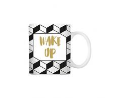 Die carterie 76000563Â Wake Up Tasse Porzellan schwarz/gold 11,6Â x 9,5Â x 8,2Â cm