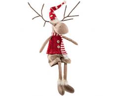 WeRChristmas Weihnachtsfigur Elch sitzend, mit weichen Beinen, Mehrfarbig, 56 cm