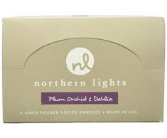 Northern Lights Candles Duft Votivkerze Palette 6 Box, Pflaume Orchidee und Dahlie