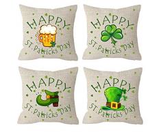 NIDITW 4 Stück Happy St. Patricks Day Sister Geschenk Kleeblatt Stiefel Bier Sute Baumwolle Leinen Überwurf Kissenbezug Kissenbezug Sofa Dekorative quadratische 45,7 x 45,7 cm 18 inches 4-teiliges Set