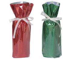 Gift Mate Geschenktüten für Weinflaschen, 5 Stück rot/grün