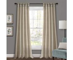 Lush Decor Jute Vorhang mit Schlaufen, 228 x 114,3 cm, Dunkles Leinen, 2 Stück