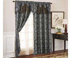 Olivia Gray Gloria Flächenvorhang mit Blumenmuster/Damastmuster, Jacquard 54 x 84 in. Schokoladenbraun