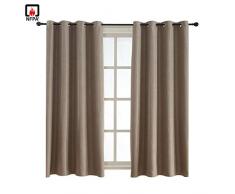 BEGOODTEX ihnerent Flammschutzmittel Blackout Leinen Vorhänge W52 x L63 inch Light Chocolate