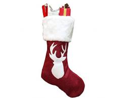 Beautyu 2 Stück Weihnachtsstrümpfe, große Strümpfe, Weihnachtsstrümpfe, Rentier Plüsch Strümpfe Hängende Socken für Familie Urlaub Kamin Dekoration Kopf