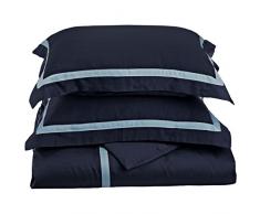 Superior Impressions Bettbezug-Set, Fadenzahl 300, 100% Baumwolle, Hotel-Kollektion, Einzelbett-, Queen-Size-Bettbezug-Set, Schwarz mit Grau Modern Full/Queen Marineblau/Hellblau