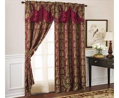 Olivia Gray Gloria Flächenvorhang mit Blumenmuster/Damastmuster, Jacquard 54 x 84 in. burgunderfarben