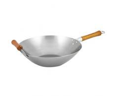 Ken Hom KH432003 Wok, traditionell, Karbonstahl, Durchmesser 32 cm, induktionsgeeignet, Stahl, grau, 36 cm