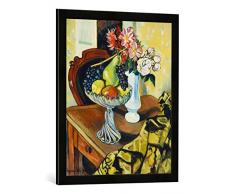Gerahmtes Bild von Suzanne Valadon Stilleben mit Obstschale, Kunstdruck im hochwertigen handgefertigten Bilder-Rahmen, 50x70 cm, Schwarz matt