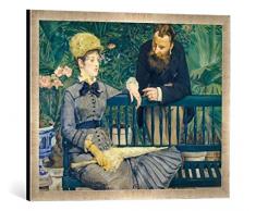 Gerahmtes Bild von Edouard Manet Das Ehepaar Guillemet im Gewächshaus, Kunstdruck im hochwertigen handgefertigten Bilder-Rahmen, 70x50 cm, Silber Raya