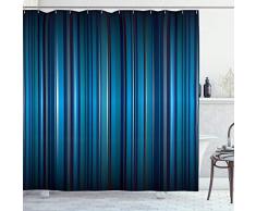 Harbour Streifen Vorhang für die Dusche von ambesonne, Vibrant nvay blau Hintergrund mit Linie modernes Design, Stoff Badezimmer Decor Set mit Haken, Marineblau Blau Blaugrün, Textil, Multi 1, 69W x 75L