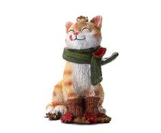 YAMUDA handbemalte Katzen-Statue, Tierfigur, Sammlerstück für Zuhause, Wohnzimmer, Schlafzimmer, Büro, Buhos, Bücherregal, TV-Ständer Dekor Lächelnde Katze