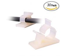 Copapa Verstellbare Clips Kabel Selbstklebend Kabel Clips, Draht Clips, KFZ Kabel Organizer, Kabel Draht-Management, Drop-Kabel Klemme Draht Kordel Krawattenhalter für Auto, Büro Medium Weiß