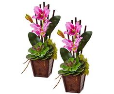 Nearly Natural Fast Natur 1445-s2-pp Cattleya Orchidee und vollmundigen Arrangement (Set von 2)